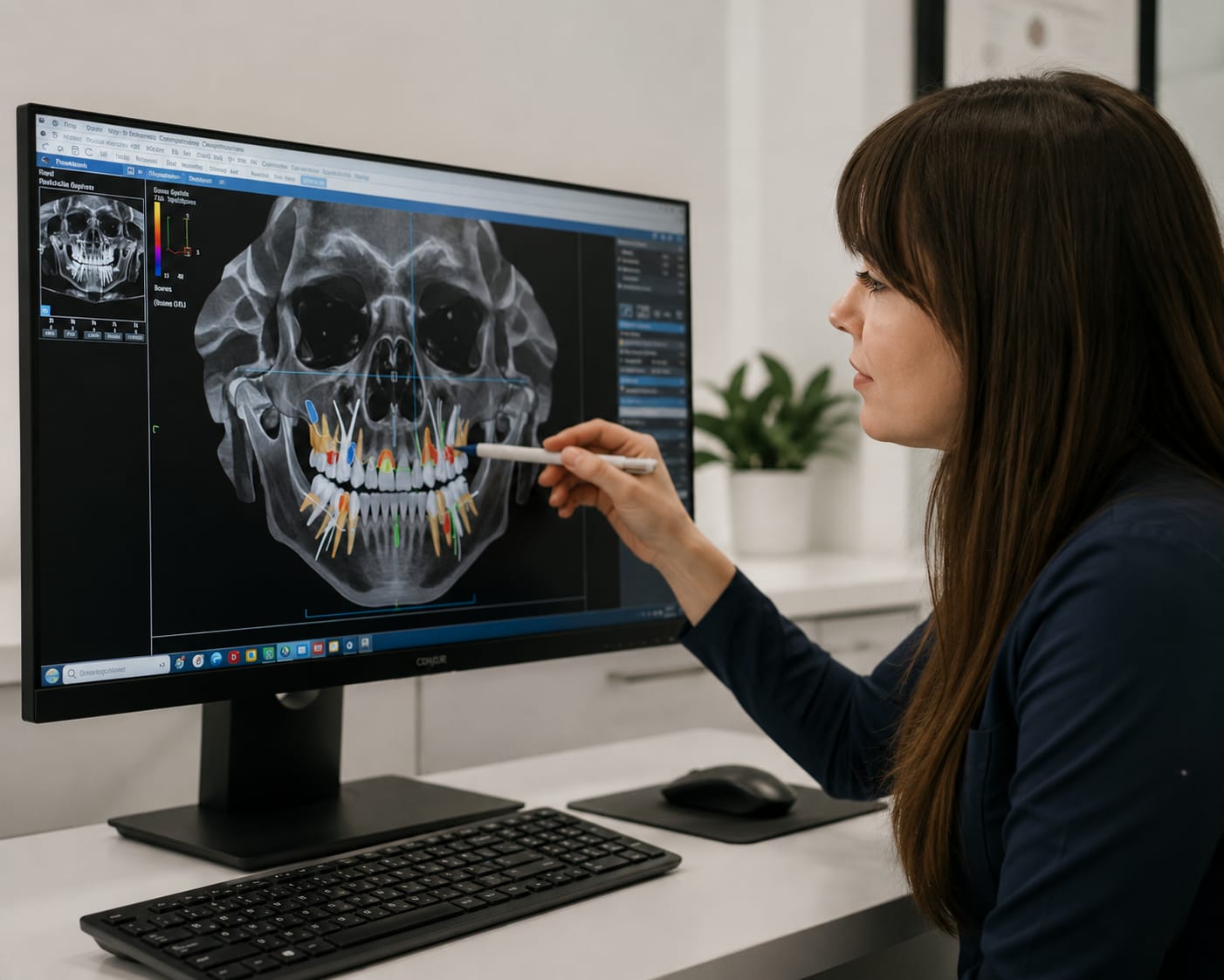 Reviewing a 3D scan of the bite at Lawrence Park Dentistry